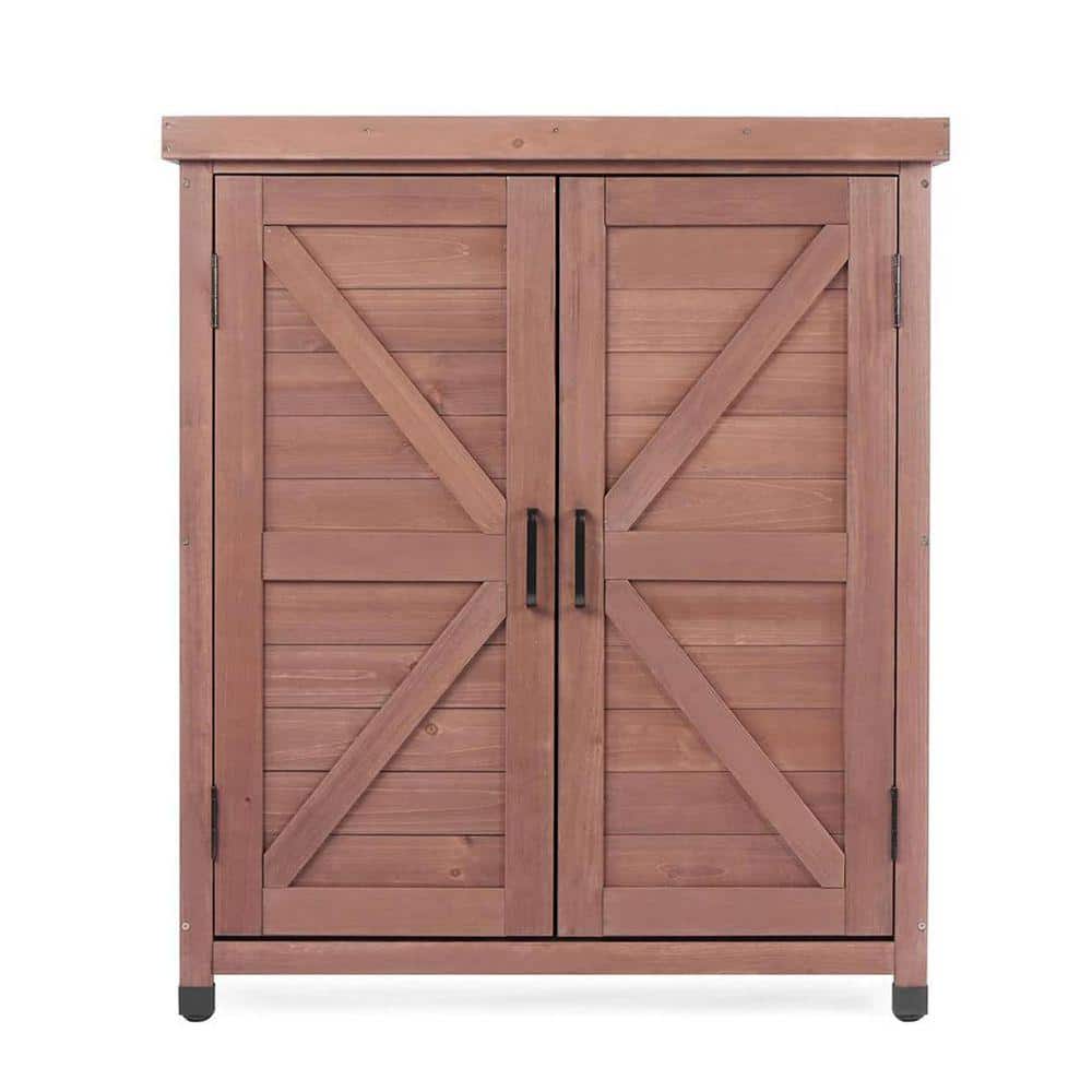 Outdoor Potting Bench with Storage and Metal Top, Wooden Workstation for Patio/Garden (Coffee Brown, 31x17x36 in.) price history on PriceWatchPro