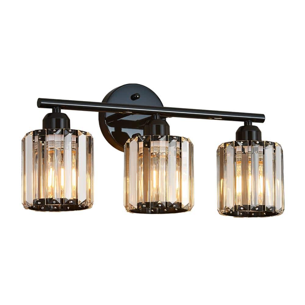 18.9 in.2-Light Black Clear Crystal Bathroom Vanity Light Over Mirror For Bathroom Dressing Table Bulbs Not Included price history on PriceWatchPro
