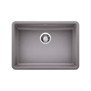 Precis Undermount Granite 25 in. x 18 in. Single Bowl Kitchen Sink in Metallic Gray