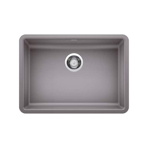 Blanco Precis Undermount Granite 25 in. x 18 in. Single Bowl Kitchen Sink in Metallic Gray