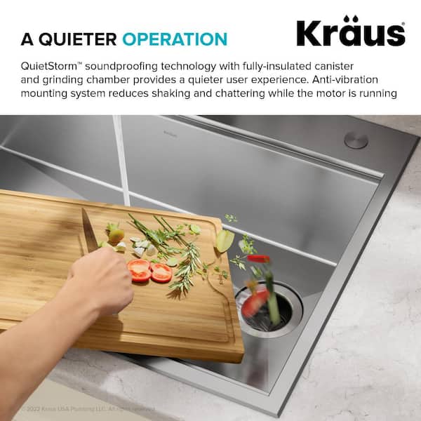 KRAUS WasteGuard HP Continuous Feed Garbage Disposal for Kitchen Sinks  with Power Cord and Flange Included KWD100-100MBL The Home Depot