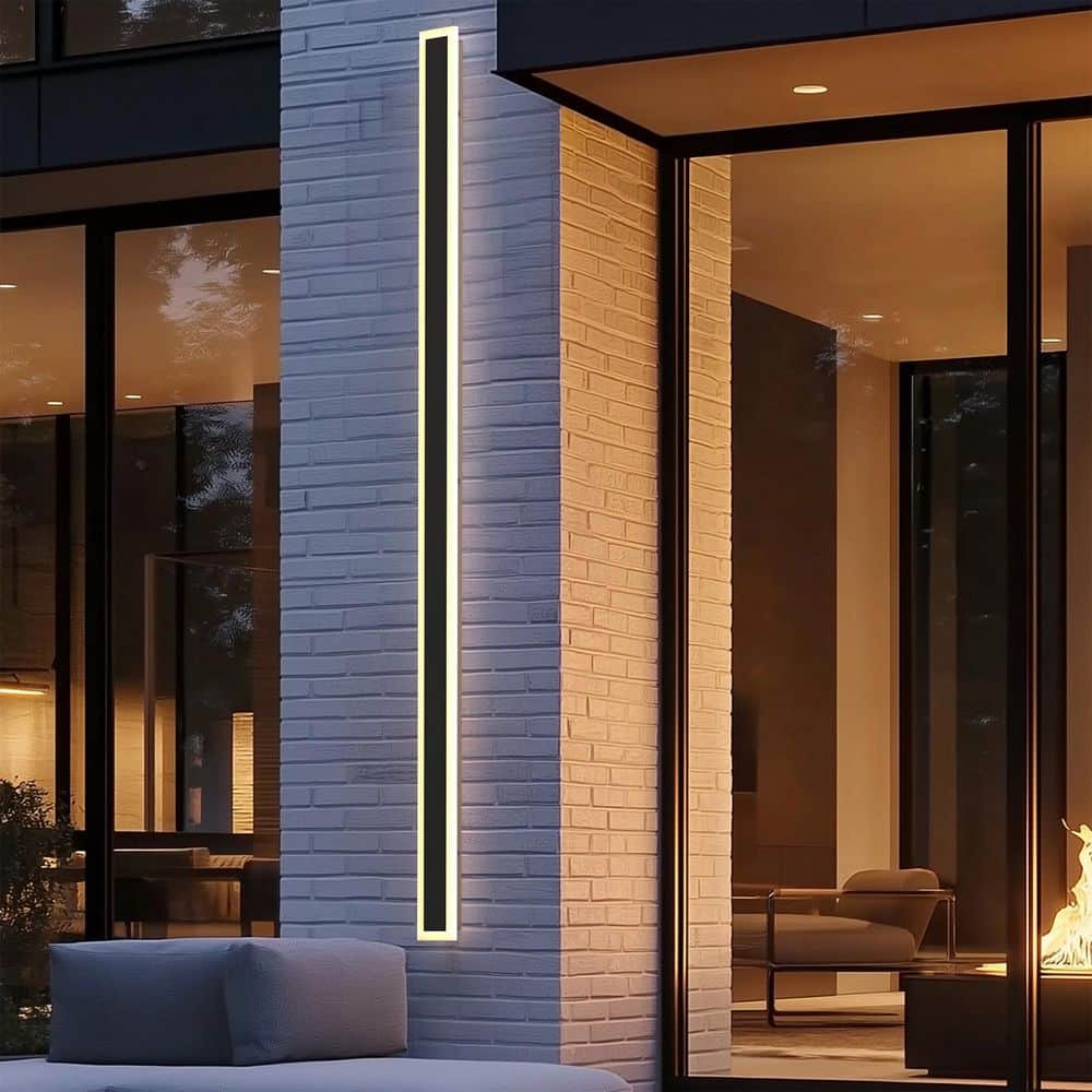 1-Light 60 in. Black Modern Integrated LED Outdoor Wall Light for Garden, Waterproof Porch Lantern Sconce price history on PriceWatchPro