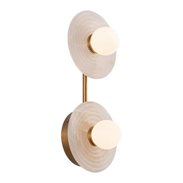 ALORA Dahlia 14-in 1 Light 7-Watt Vintage Brass/Alabaster Integrated LED Vanity Light