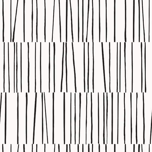 Tempaper Bobby Berk Shift White and Black Peel and Stick Wallpaper Sample