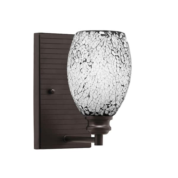 Unbranded Albany 1-Light Espresso 5 in. Wall Sconce with Black Fusion Glass Shade