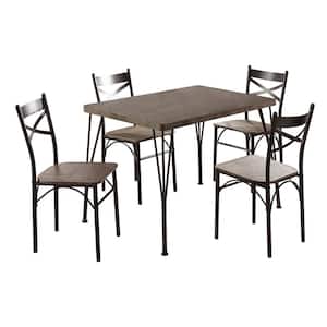 Stasel 5-Piece Square Antique Brown Wood Top Dining Table Set
