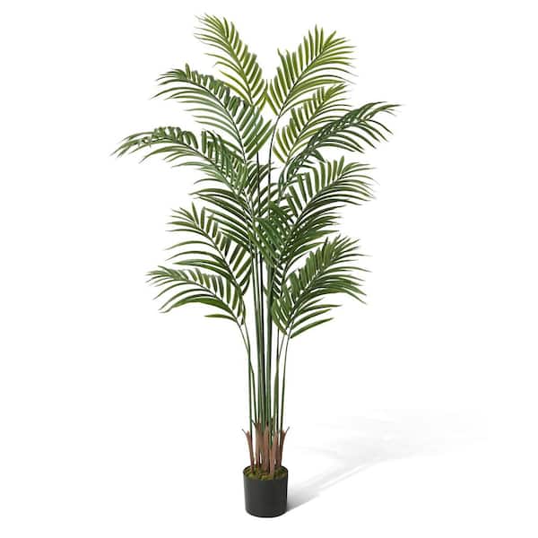 Fencer Wire 5 ft. Green Artificial Palm Tree, Faux Dypsis Lutescens Plant in Pot with Dried Moss