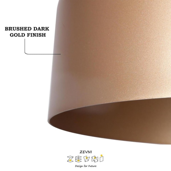 Zevni Mid-Century Modern 14 in. 1-Light Dark Gold Flush Mount