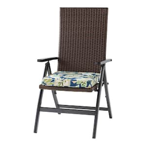 Wicker Outdoor PE Foldable Reclining Chair with Marlow Blue Floral Seat Cushion