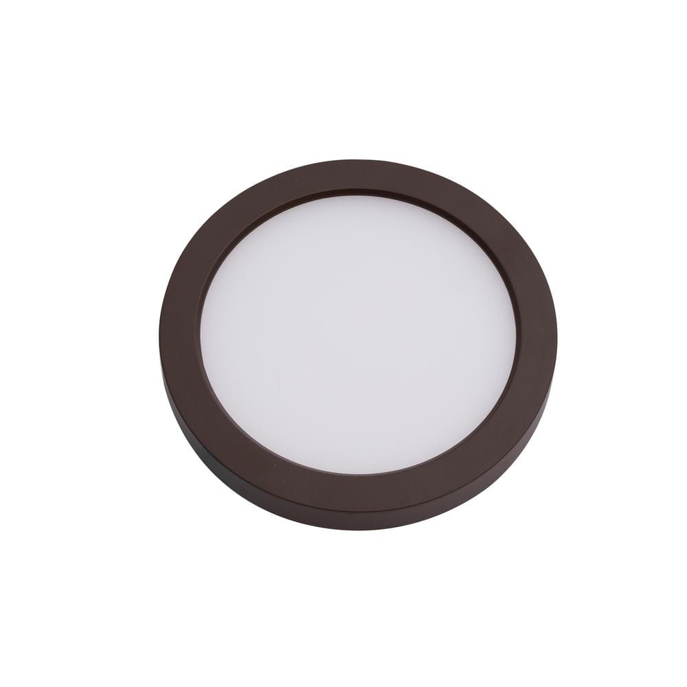 Sleek Edge-Lit Bronze 7" LED Flush Mount Light for Indoor/Outdoor Use