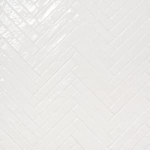 Virtuo Snow White 1.45 in. x 9.21 in. Polished Crackled Ceramic Subway Wall Tile (4.65 sq. ft./Case)