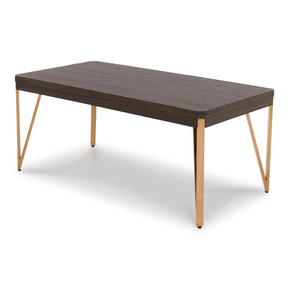 Dark Brown and Gold Rectangular Coffee and End Table Set
