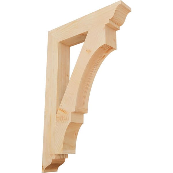 Ekena Millwork 3.5 in. x 34 in. x 22 in. Douglas Fir Balboa Traditional Smooth Bracket