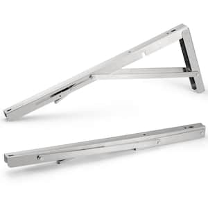 Comodo 18 in. Stainless Steel Heavy Duty Folding Max Load 450 lbs. Shelf Bracket for Table Work Bench (2-Pack)