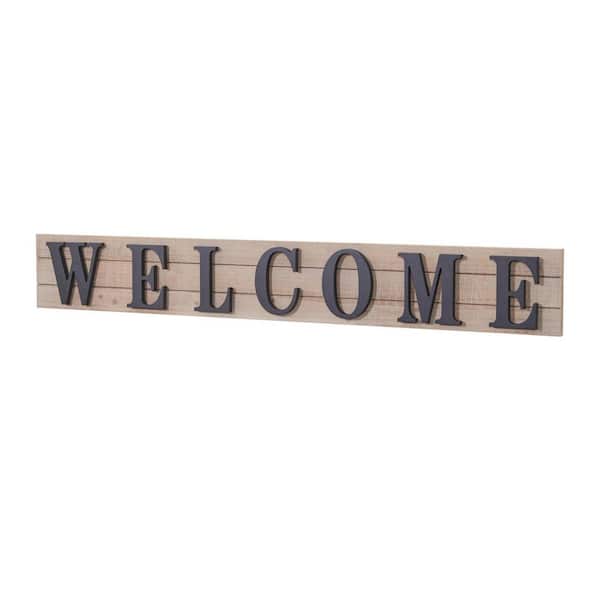 Unbranded Modern Farmhouse "WELCOME" Wood and Black Metal Decorative Sign