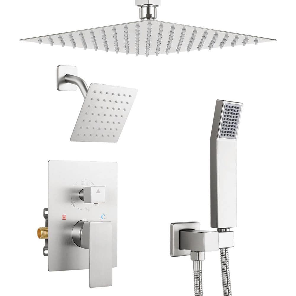 Single Handle 6-Spray Pattern 10 in. Shower Set Tub and Shower Faucet 1.8 GPM in Brushed Nickel (Valve Included) price history on PriceWatchPro