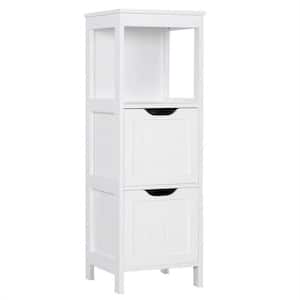 11.8 in. W x 11.8 in. D x 35 in. H Bathroom Linen Cabinet with Two Drawers and Shelves in White