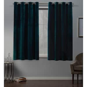 Velvet Teal Solid Light Filtering Grommet Top Curtain, 54 in. W x 63 in. L (Set of 2)