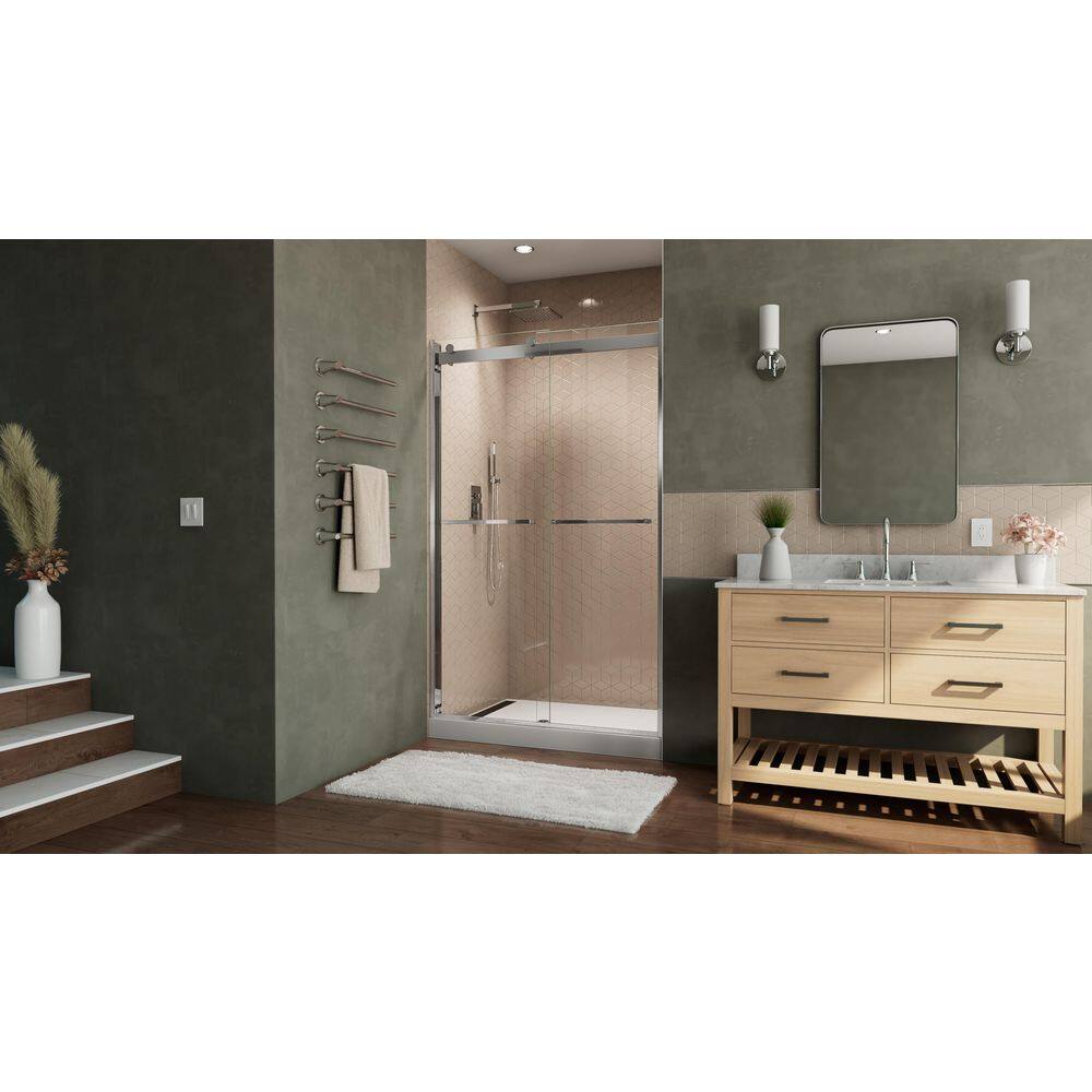 Essence-H 48-60" Chrome Semi-Frameless Sliding Shower Door