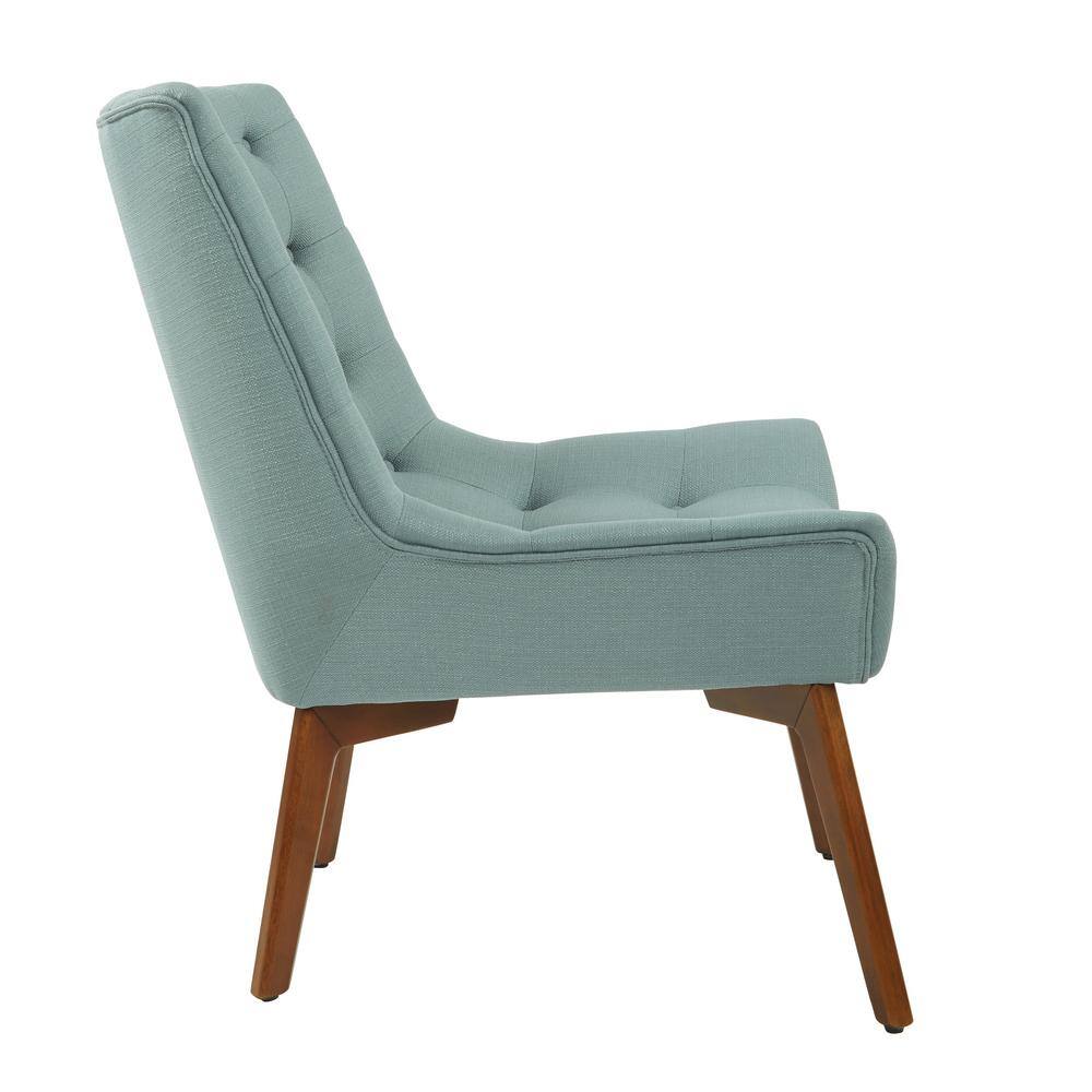 Mid-Century Modern Sea Blue Tufted Accent Chair with Coffee Legs