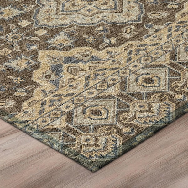 Chantille Machine Washable Indoor/Outdoor Abstract ACN3104 Chocolate 9 ft. x 12 ft. Area Rug