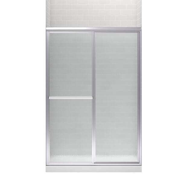 STERLING Deluxe 44-48 in. x 70 in. Framed Sliding Shower Door in Silver  with Rain Glass Texture 5976-48S - The Home Depot