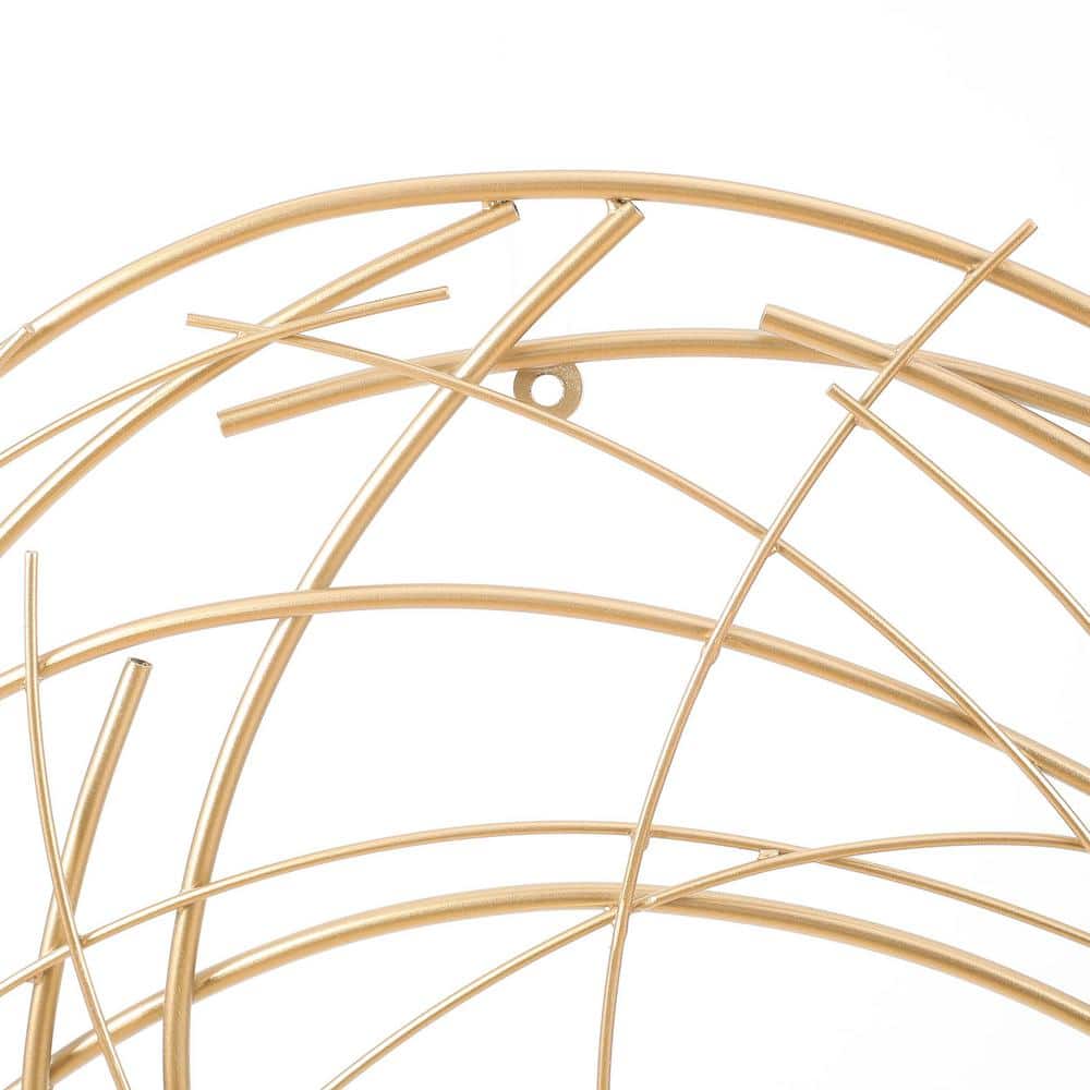 LuxenHome Gold Finish Iron Circular Wall Sculpture