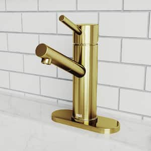 Noma Single Handle Single-Hole Bathroom Faucet Set with Deck Plate in Matte Gold