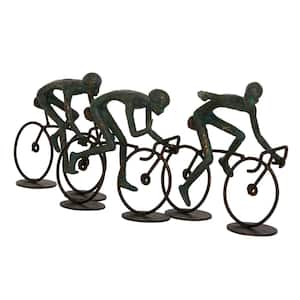 5 in. x 8 in. Bronze Polystone People Sculpture with Bike