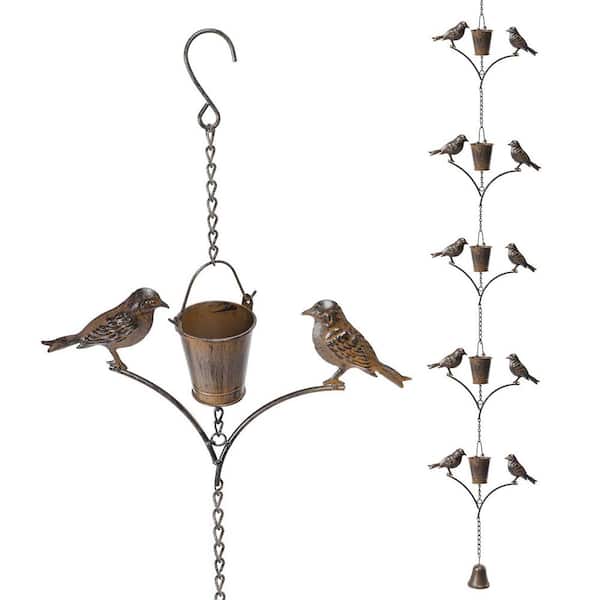 6.52 ft. Bird Rain Chain for Gutters, Functional and Decorative Replacement Downspout Rain Chain for Outside