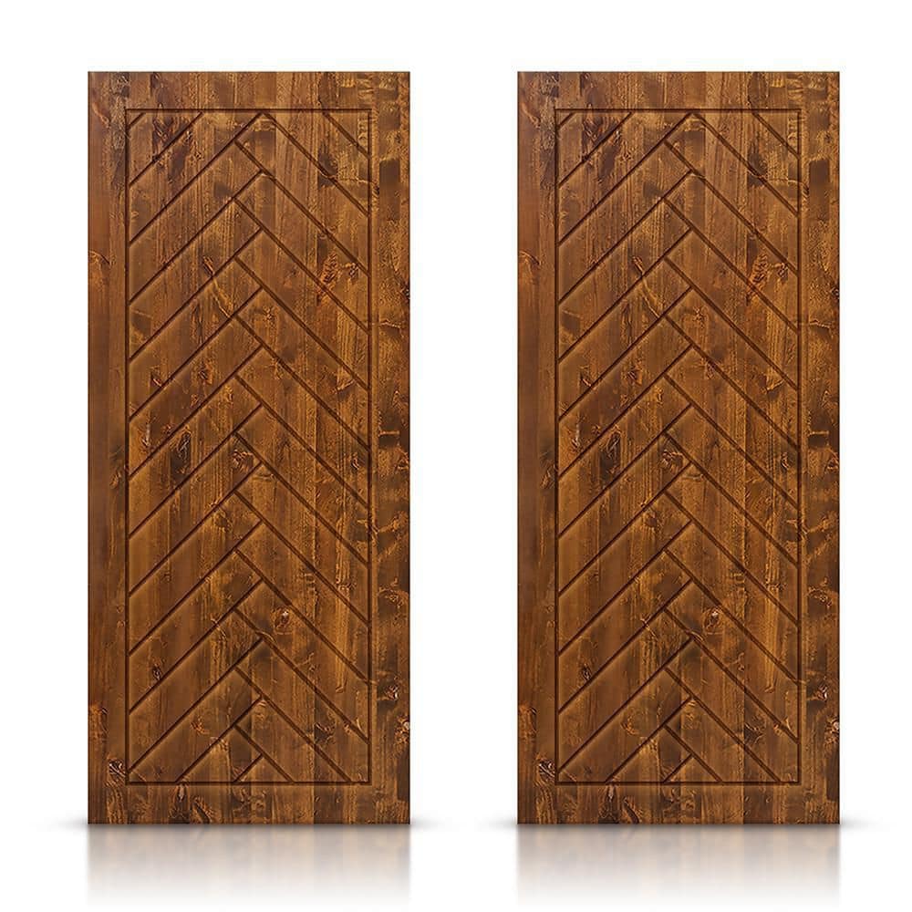 CALHOME 60 in. x 80 in. Hollow Core Walnut Stained Pine Wood