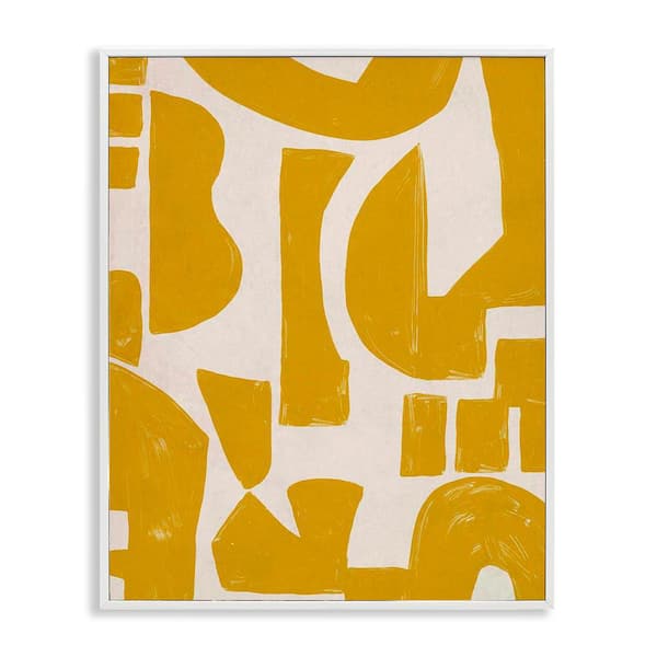 Stupell Industries Yellow Asymmetrical Shapes by June Erica Vess White Framed Abstract Giclee Art Print 20 in. x 16 in.