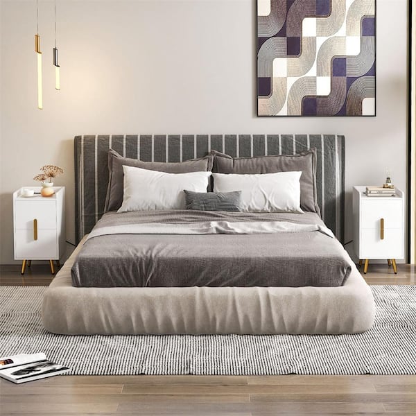 Costway White 2 Drawer 16 in. W Nightstand