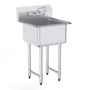 21 x 18 in. Stainless Steel Sink 1 Compartment Free Standing Small Kitchen Sink with Faucet and legs, NSF Certified