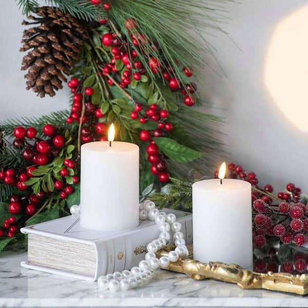 White Flameless Candles LED Candles with Wick and Remote Control Timer for Home Fireplace Decor Wedding 2-Pack(3X4") W2078P160599JY