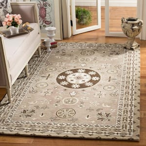 Bella Taupe/Light Gray 5 ft. x 5 ft. Square Border Area Rug