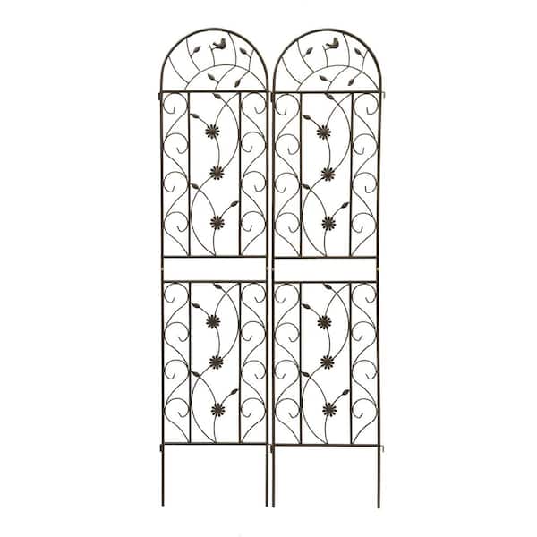 2-Pack 86.7 in. x 19.7 in. Metal Garden Trellis Rustproof Trellis for Climbing Plants Outdoor Flower Support Gray
