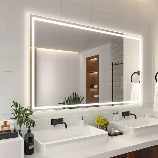 60 in. W x 36 in. H Rectangular Frameless LED Wall Bathroom Vanity Mirror