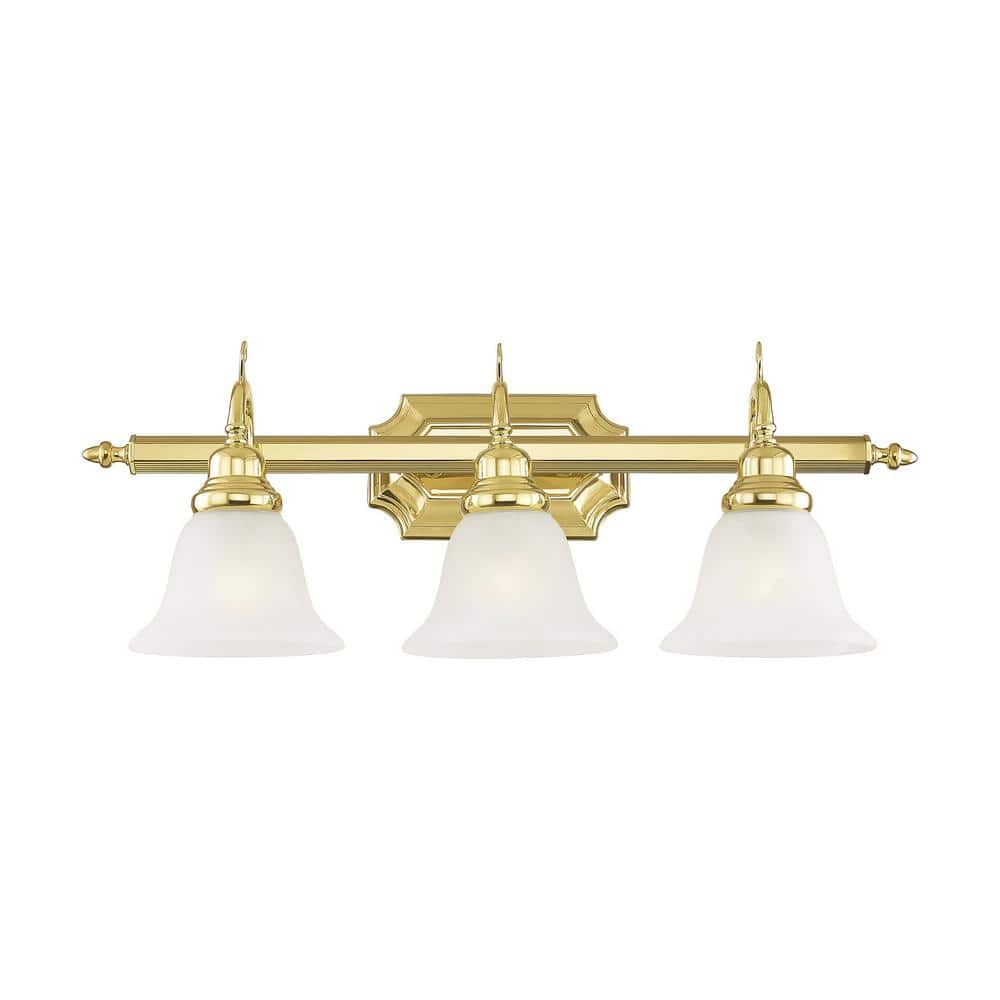 Polished Brass 3-Light Vanity with Alabaster Glass Shades