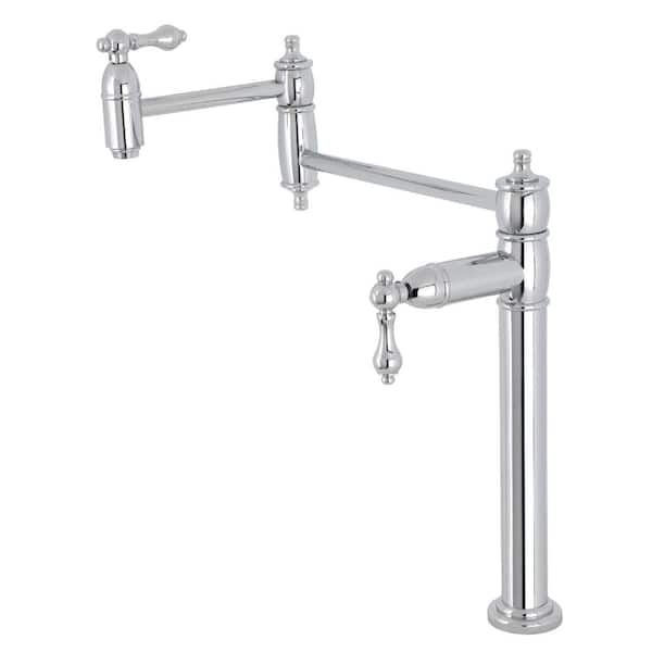 Kingston Brass Restoration Deck Mount Pot Filler Faucet in Polished Chrome