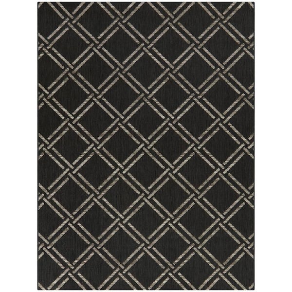 BALTA Sommer Charcoal 7 ft. 10 in. x 10 ft. Trellis Indoor/Outdoor Area Rug