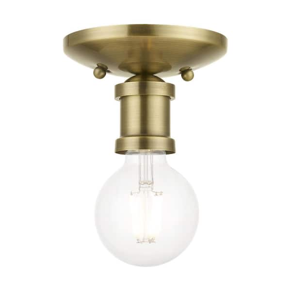 Livex Lighting Lansdale 5 in. 1-Light Antique Brass Single Flush Mount