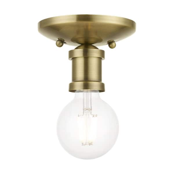 Lansdale 5 in. 1-Light Antique Brass Single Flush Mount