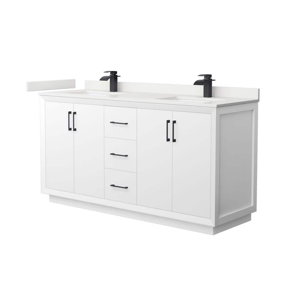 Strada 66 in. W x 22 in. D x 35 in. H Double Bath Vanity in White with White Quartz Top price history on PriceWatchPro
