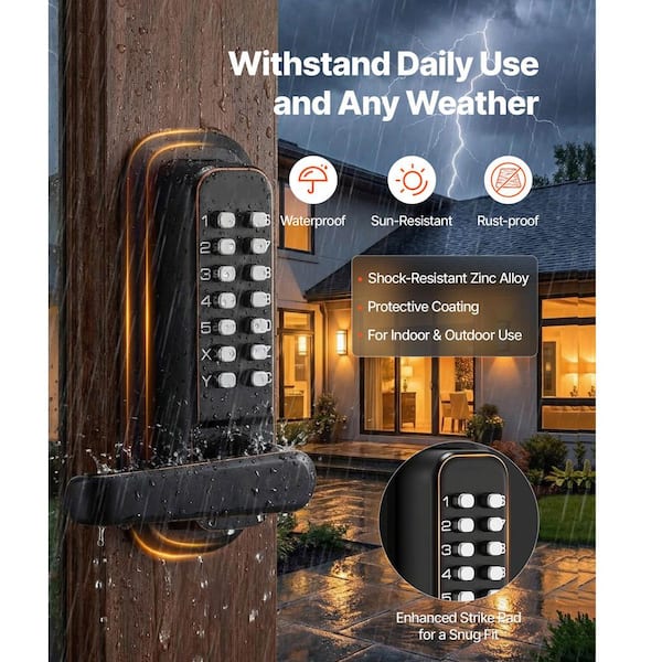 VEVOR Mechanical Keyless Entry Door Lock, 4-7 Digits Code, 2.0