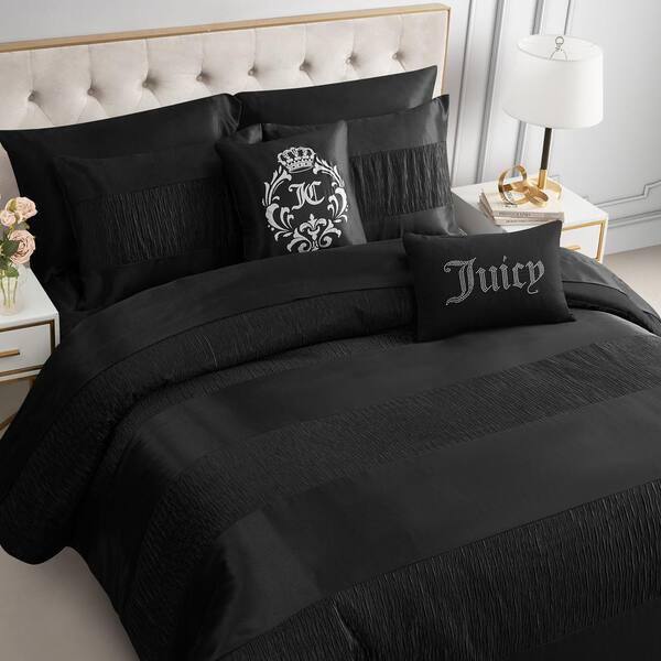 JUICY COUTURE Glam Night 4-Piece Black Striped Microfiber JUICY COUTURE Glam Night 4-Piece Black Striped Microfiber