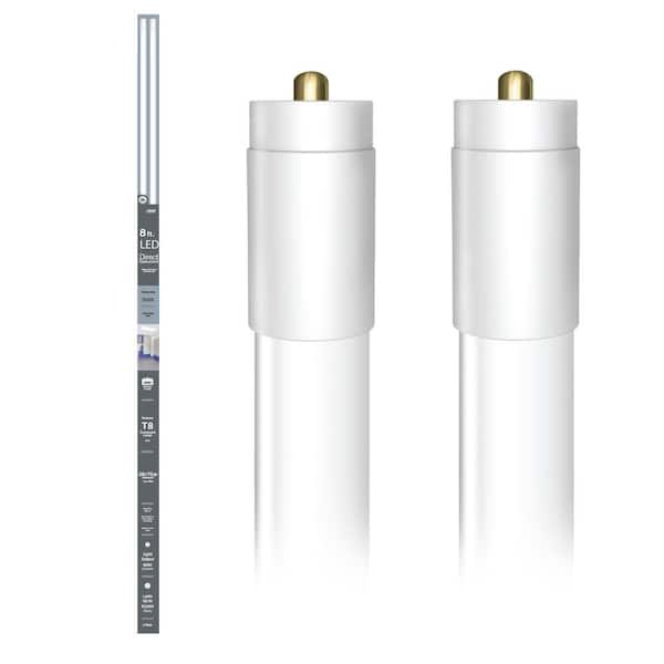40-Watt 8 ft. T8 FA8 Single Pin Type A Plug and Play Linear LED Tube Light Bulb, Cool White 4000K (2-Pack)