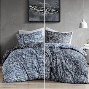 Maca 3-Piece Blue Solid Color Microfiber Full/Queen Duvet Cover Set