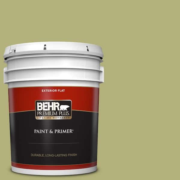 BEHR PREMIUM PLUS 5 gal. #M340-5 Fresh Artichoke Flat Exterior Paint & Primer