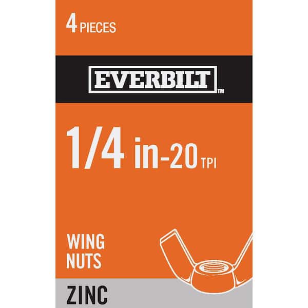 Everbilt 1/4 in.-20 Zinc Plated Wing Nut (4-Pack)